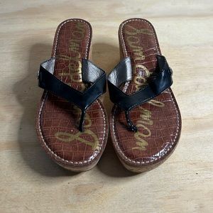 Sam Elderman Black Cork Sandals